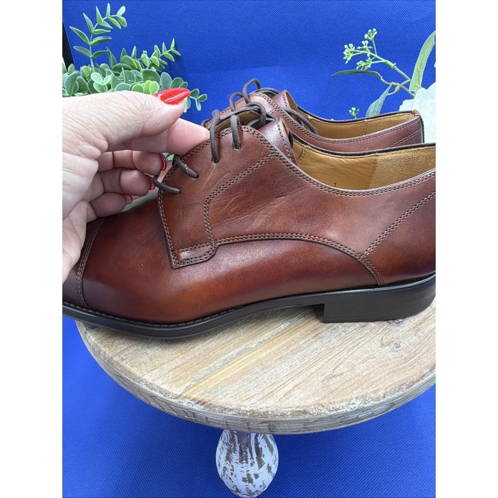 Magnanni Men's Derby Cognac Leather Cap Toe Oxford Dress Shoes US Size 7 New